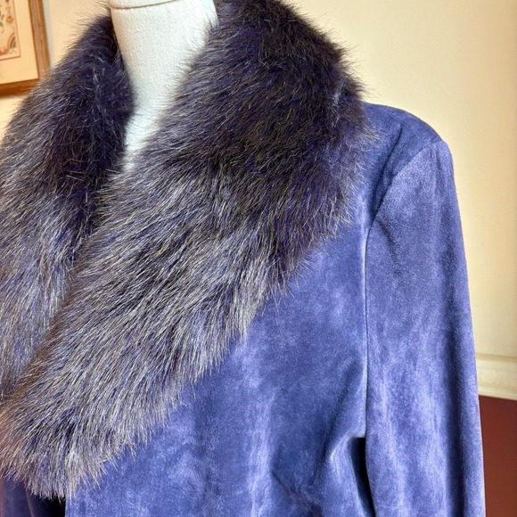 Vintage Jerry Lewis Classic Luxuries purple suede faux fur Penny Lane coat - Picture 4 of 16